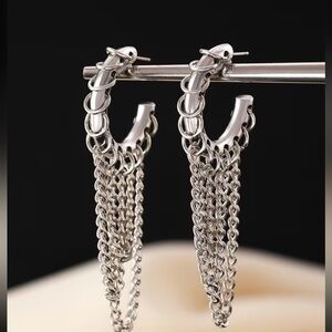 Affordable Fashion Finds Silver Chain Fringe Hoop Earrings